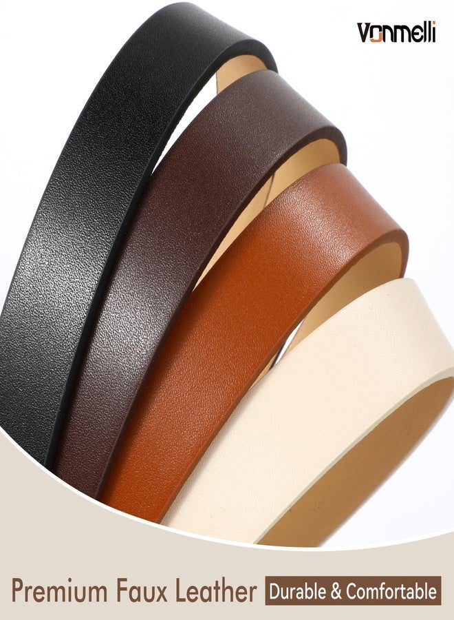 VONMELLI 4 Pack Womens Thin Leather Belt Skinny Waist Belts for Women Fashion Jeans Dress with Gold Buckle, Black Brown Coffee Beige, S - Image 3